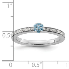 14k White Gold Stackable Expressions Aquamarine and Diamond Ring