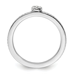 14k White Gold Stackable Expressions White Topaz and Diamond Ring