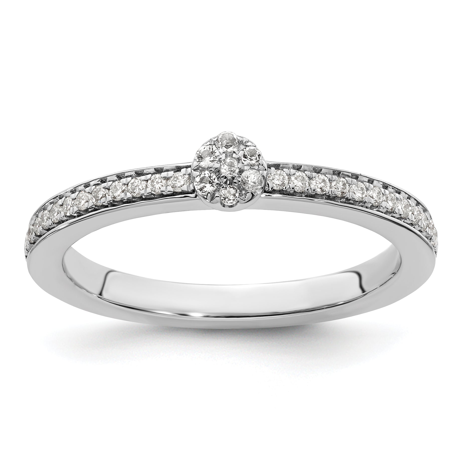 14k White Gold Stackable Expressions White Topaz and Diamond Ring
