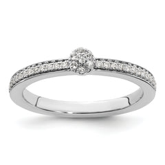 14k White Gold Stackable Expressions White Topaz and Diamond Ring