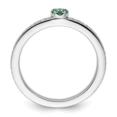 14k White Gold Stackable Expressions Created Emerald/Diamond Ring