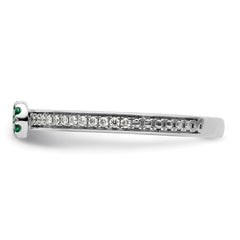 14k White Gold Stackable Expressions Created Emerald/Diamond Ring