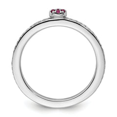 14k White Gold Stackable Expressions Rhodolite Garnet and Dia. Ring