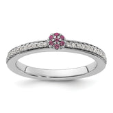 14k White Gold Stackable Expressions Rhodolite Garnet and Dia. Ring