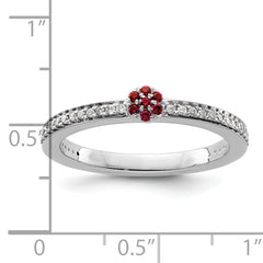 14k White Gold Stackable Expressions Created Ruby and Diamond Ring