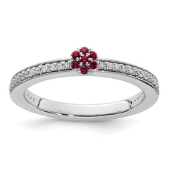 14k White Gold Stackable Expressions Created Ruby and Diamond Ring