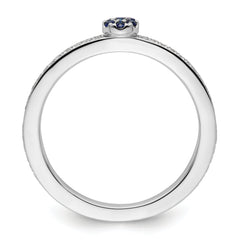 14k White Gold Stackable Expressions Created Sapphire and Dia. Ring