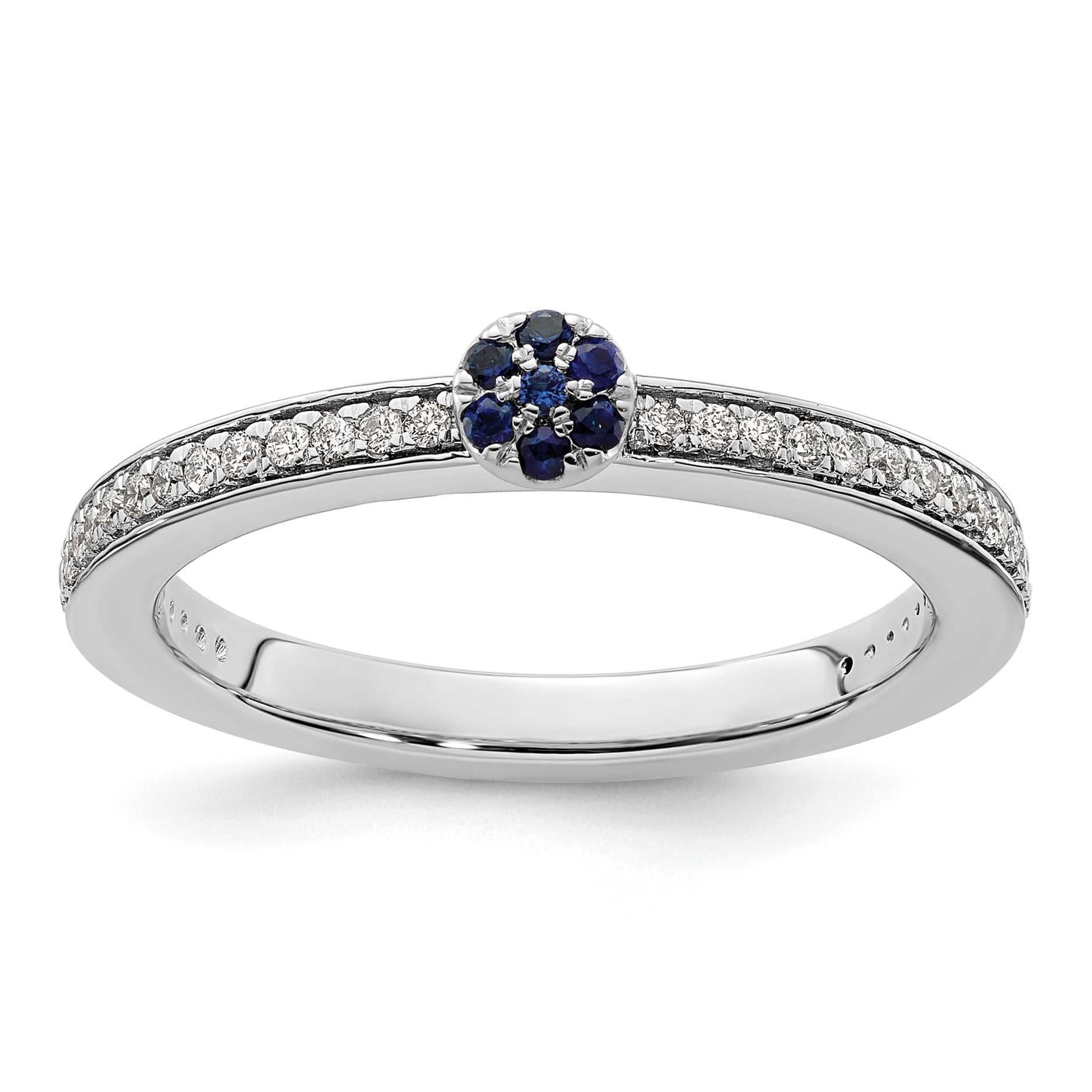 14k White Gold Stackable Expressions Created Sapphire and Dia. Ring