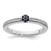 14k White Gold Stackable Expressions Created Sapphire and Dia. Ring
