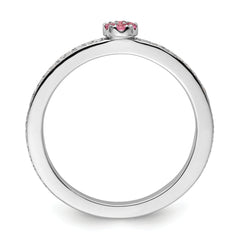 14k White Gold Stackable Expressions Pink Tourmaline and Dia. Ring