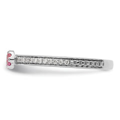 14k White Gold Stackable Expressions Pink Tourmaline and Dia. Ring