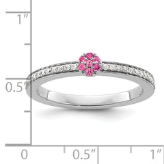 14k White Gold Stackable Expressions Pink Tourmaline and Dia. Ring
