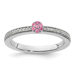 14k White Gold Stackable Expressions Pink Tourmaline and Dia. Ring