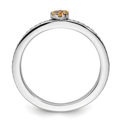 14k White Gold Stackable Expressions Citrine and Diamond Ring