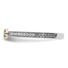 14k White Gold Stackable Expressions Citrine and Diamond Ring