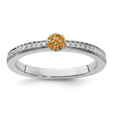 14k White Gold Stackable Expressions Citrine and Diamond Ring