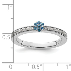 14k White Gold Stackable Expressions Blue Topaz and Diamond Ring