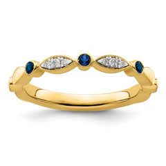 14k Stackable Expressions Created Sapphire and Diamond Ring