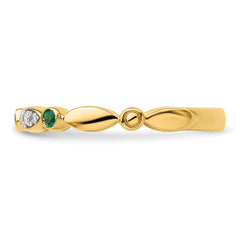 14k Stackable Expressions Created Emerald and Diamond Ring
