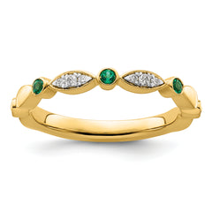 14k Stackable Expressions Created Emerald and Diamond Ring