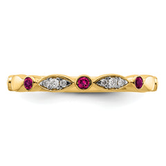 14k Stackable Expressions Created Ruby and Diamond Ring