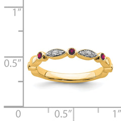 14k Stackable Expressions Created Ruby and Diamond Ring