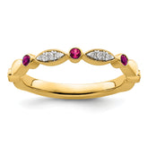 14k Stackable Expressions Created Ruby and Diamond Ring