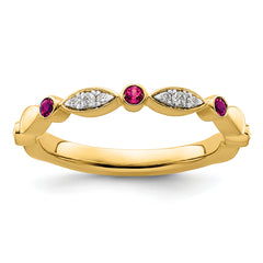 14k Stackable Expressions Created Ruby and Diamond Ring
