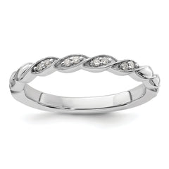 14k White Gold Stackable Expressions Diamond Twist Ring