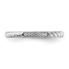 14k White Gold Stackable Expressions Diamond Twisted Ring