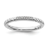14k White Gold Stackable Expressions Diamond Twisted Ring