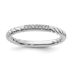 14k White Gold Stackable Expressions Diamond Twisted Ring