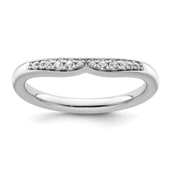 14k White Gold Stackable Expressions Diamond Curved Ring