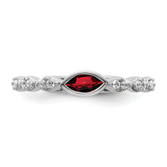 14k White Gold Stackable Expressions Garnet and Diamond Ring