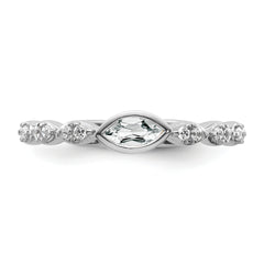 14k White Gold Stackable Expressions White Topaz and Diamond Ring