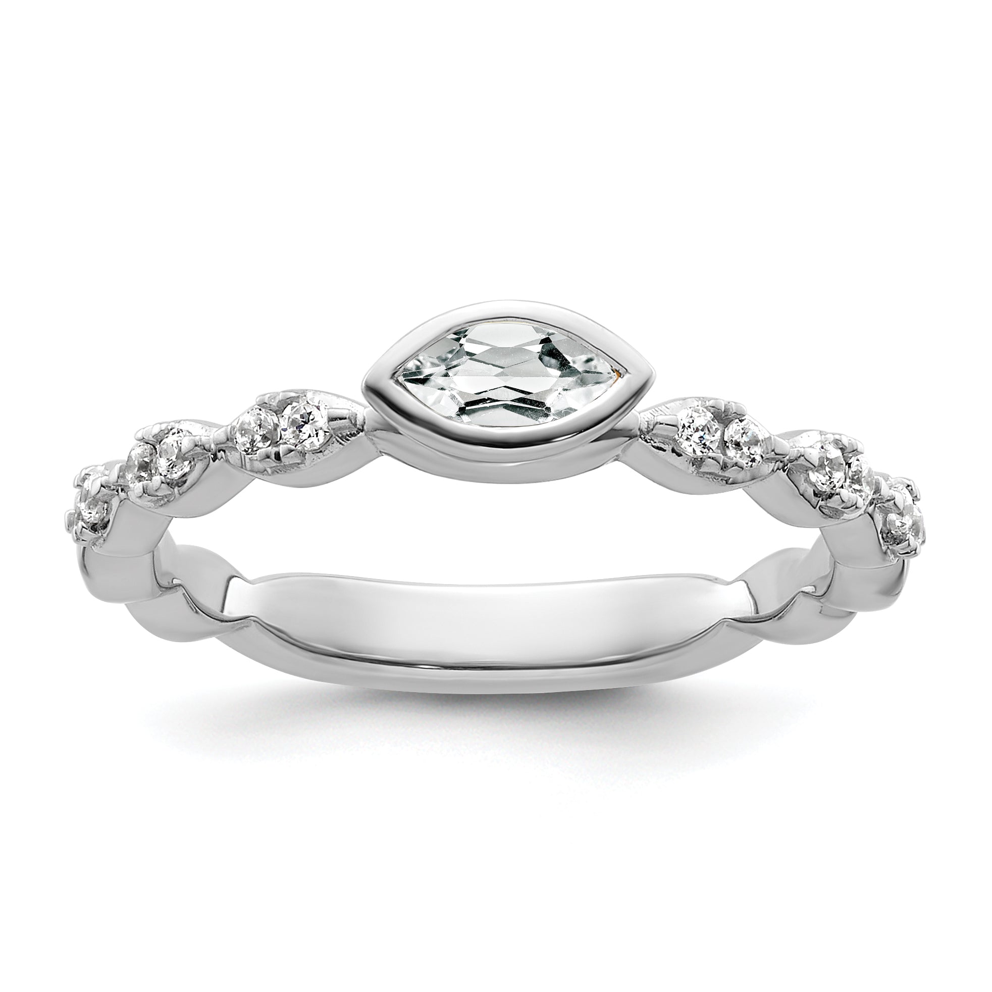 14k White Gold Stackable Expressions White Topaz and Diamond Ring