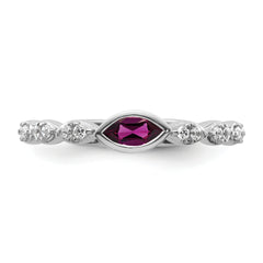 14k White Gold Stackable Expressions Rhodolite Garnet and Dia Ring