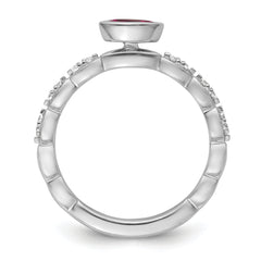 14k White Gold Stackable Expressions Created Ruby and Diamond Ring