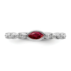 14k White Gold Stackable Expressions Created Ruby and Diamond Ring