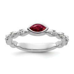 14k White Gold Stackable Expressions Created Ruby and Diamond Ring