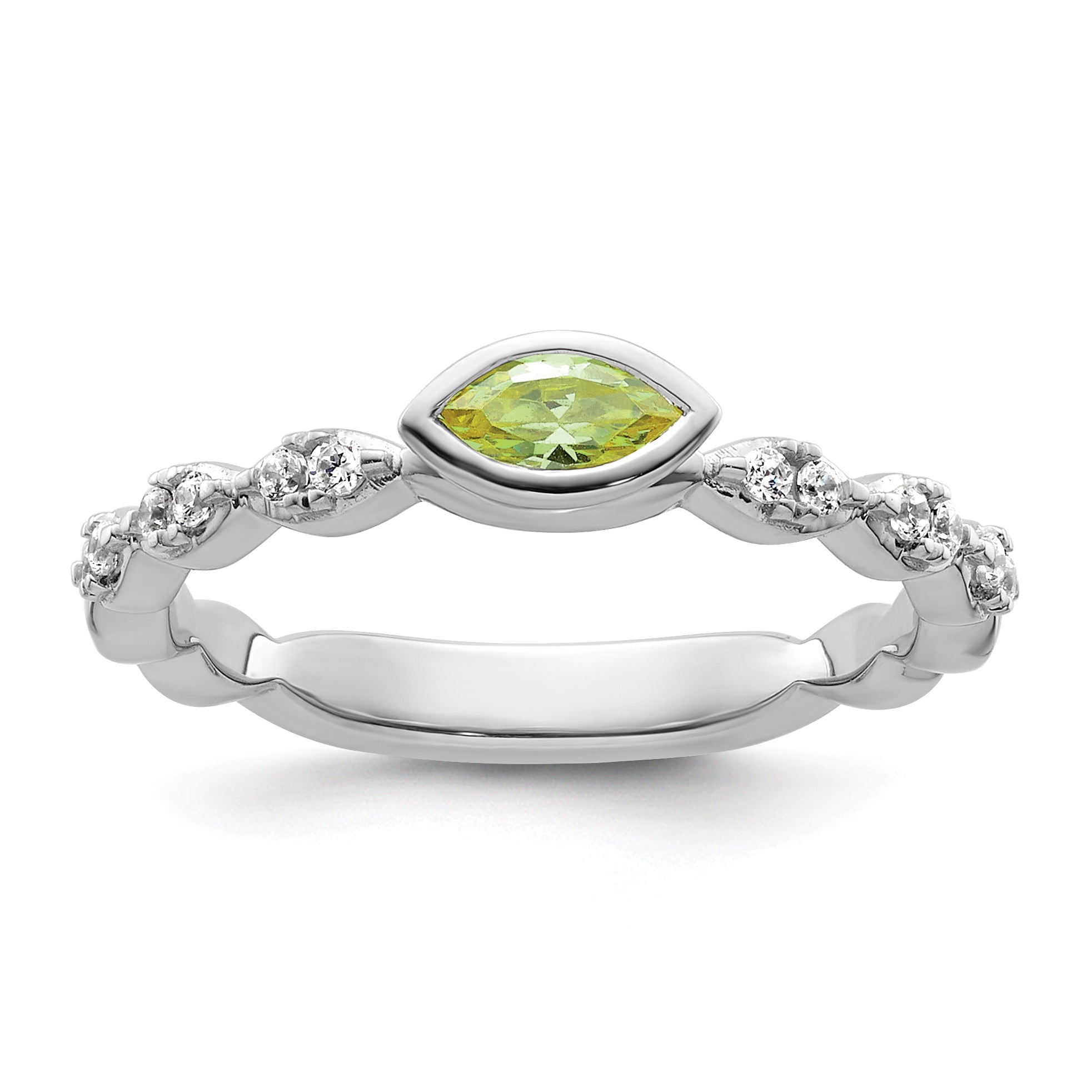 14k White Gold Stackable Expressions Peridot and Diamond Ring