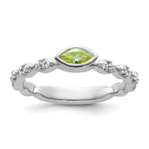 14k White Gold Stackable Expressions Peridot and Diamond Ring