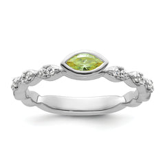 14k White Gold Stackable Expressions Peridot and Diamond Ring