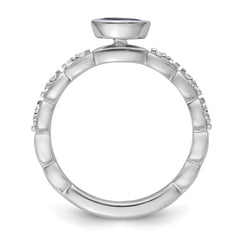 14k White Gold Stackable Expressions Cr.Sapphire and Diamond Ring