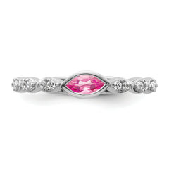 14k White Gold Stackable Expressions Pink Tourmaline and Dia. Ring