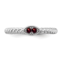 14k White Gold Stackable Expressions Garnet Twisted Ring