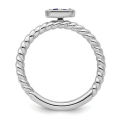 14k White Gold Stackable Expressions Amethyst Twisted Ring