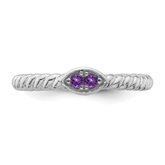 14k White Gold Stackable Expressions Amethyst Twisted Ring