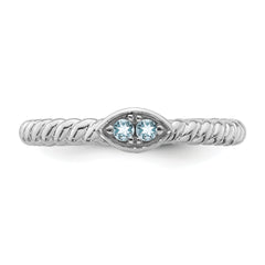 14k White Gold Stackable Expressions Aquamarine Twisted Ring