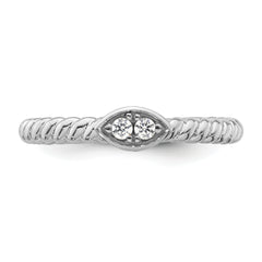 14k White Gold Stackable Expressions White Topaz Twisted Ring